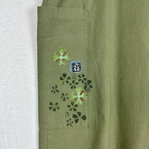 Vtg Blue Fish Olive Green Maxi Skirt Size 2 Pockets Lagenlook Artsy 18-22W - Picture 4 of 11